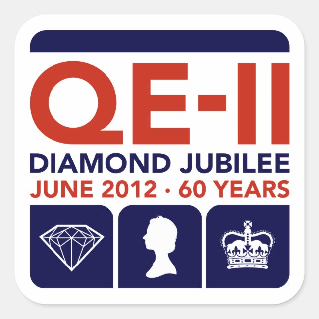 Adesivo Quadrado Vinhetas comemorativas de Diamond Jubilee (Frente)