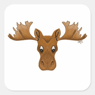 Adesivo Quadrado Vinhetas de alce, desenho de desenho animado