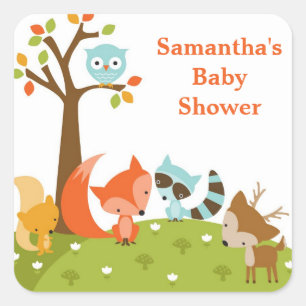 Adesivo Quadrado Vinhetas De Animais Da Floresta Cura