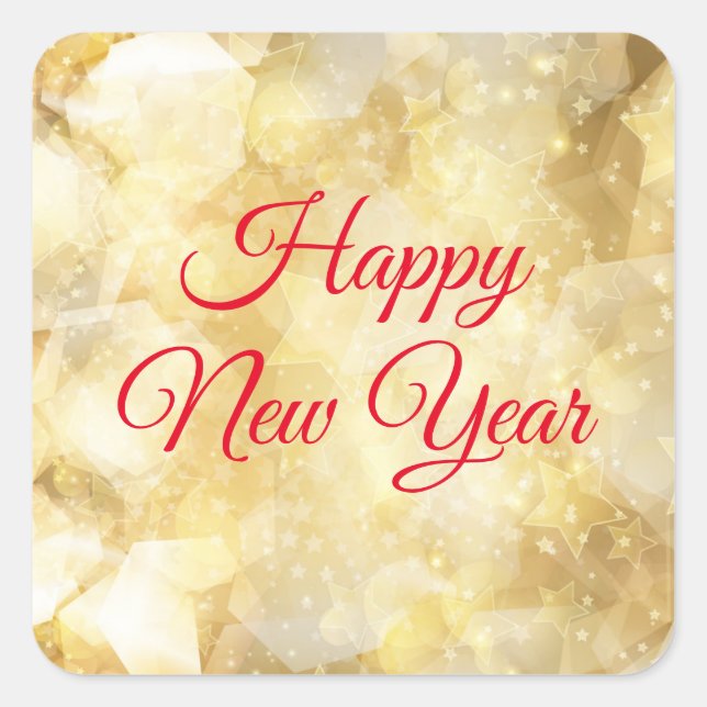 Adesivo Quadrado Vinhetas de Ano Novo (Frente)