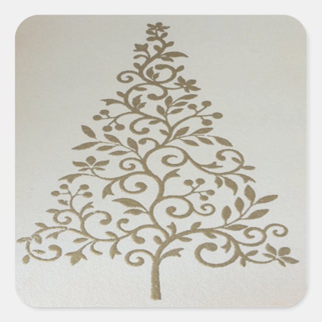 Adesivo Quadrado Vinhetas de árvores de Natal (Frente)