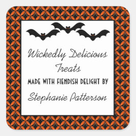 Adesivo Quadrado Vinhetas De Banho De Glam Bats Halloween
