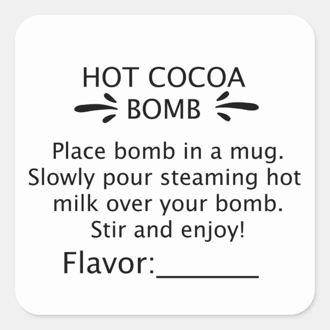 Adesivo Quadrado Vinhetas de bombardeio de cacau quente. (Frente)