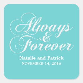 Adesivo Quadrado Vinhetas de Casamento de Ivory Always & Forever