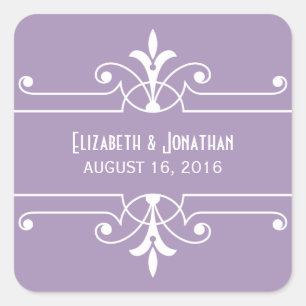 Adesivo Quadrado Vinhetas de Casamento Ornamentais de Rico Roxo