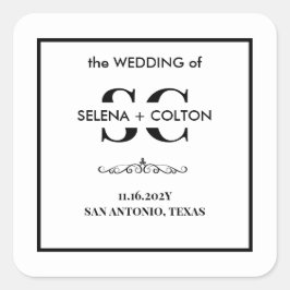 Adesivo Quadrado Vinhetas de Casamento Preto e Branco do Eterno Mod