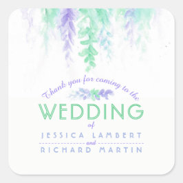 Adesivo Quadrado Vinhetas de casamentos roxos verdes de vinha