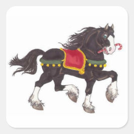 Adesivo Quadrado Vinhetas de Cavalo de Natal