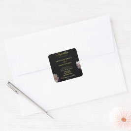 Adesivo Quadrado Vinhetas de Convite Formal Preto E Dourado