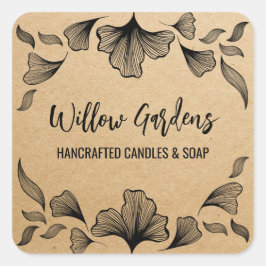Adesivo Quadrado Vinhetas de embalagem da Nature Kraft