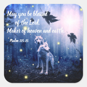 Adesivo Quadrado Vinhetas de Escritura Cristã Versa de Bíblia Salm