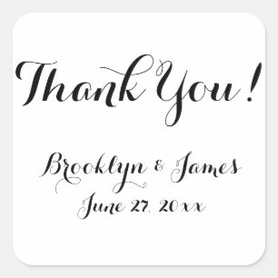 Adesivo Quadrado Vinhetas De Favor De Casamento Branco Simples