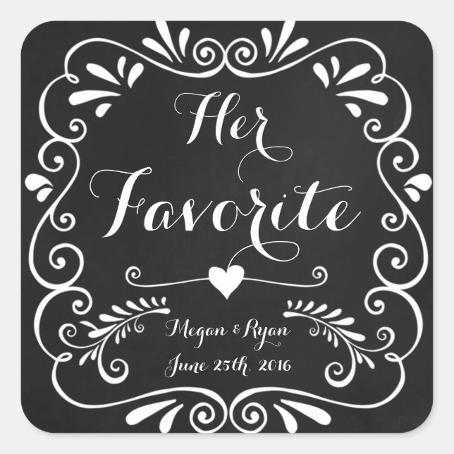 Adesivo Quadrado Vinhetas de Favor de Casamento para Tratamentos ou (Frente)