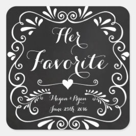 Adesivo Quadrado Vinhetas de Favor de Casamento para Tratamentos ou