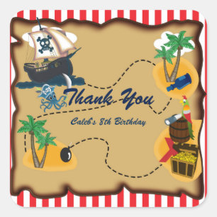 Adesivo Quadrado Vinhetas de Festa de aniversário de Favoritos do M