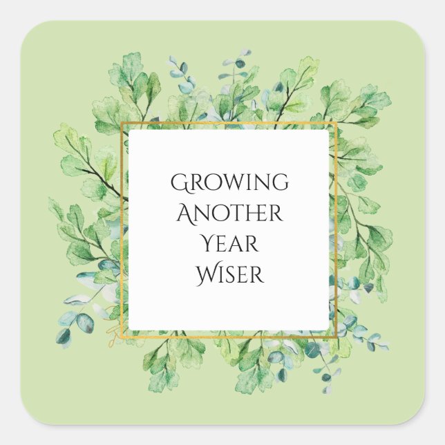 Adesivo Quadrado Vinhetas de Festa de aniversário Personalizadas El (Frente)