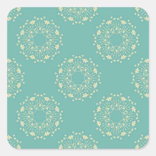 Adesivo Quadrado vinhetas de flores antigas (Frente)