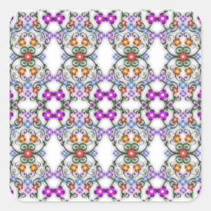Adesivo Quadrado vinhetas de flores ornamentais