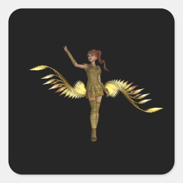 Adesivo Quadrado Vinhetas de Garota Guerreira (Frente)