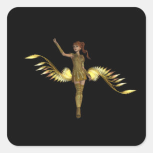 Adesivo Quadrado Vinhetas de Garota Guerreira