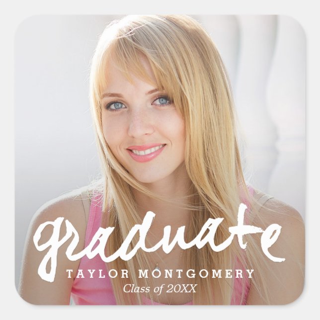 Adesivo Quadrado Vinhetas De Graduação Com Pele Orgulhosa (Frente)