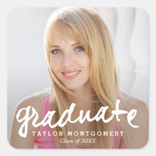 Adesivo Quadrado Vinhetas de Graduação com Pincel