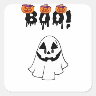 Adesivo Quadrado vinhetas de halloween boo