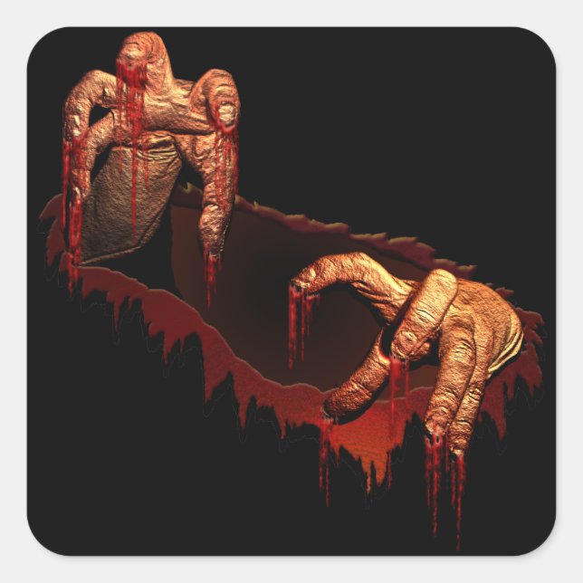 Adesivo Quadrado Vinhetas de Halloween Personalizadas Zombie Sticke (Frente)