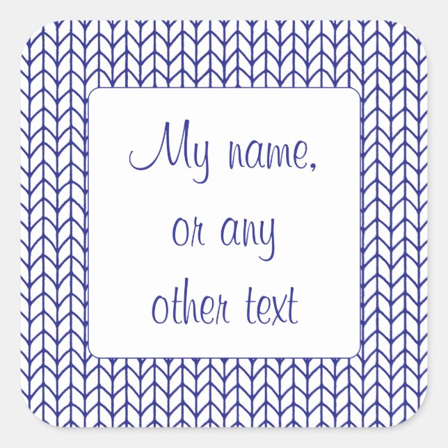 Adesivo Quadrado Vinhetas de matéria quadrada do KNIT de 3" com lin (Frente)