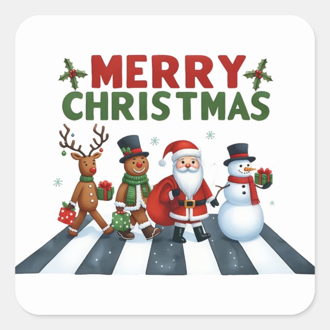 Adesivo Quadrado Vinhetas de Natal (Frente)