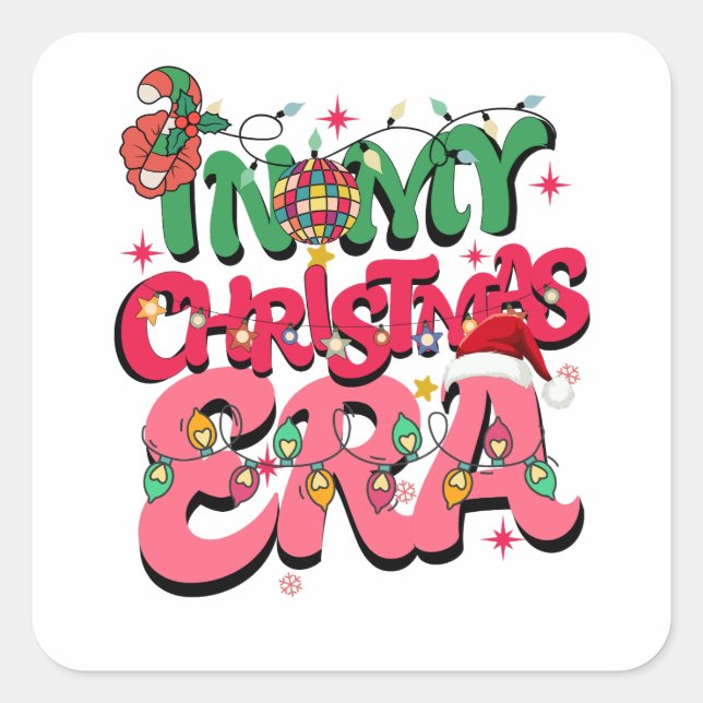 Adesivo Quadrado Vinhetas de Natal (Frente)