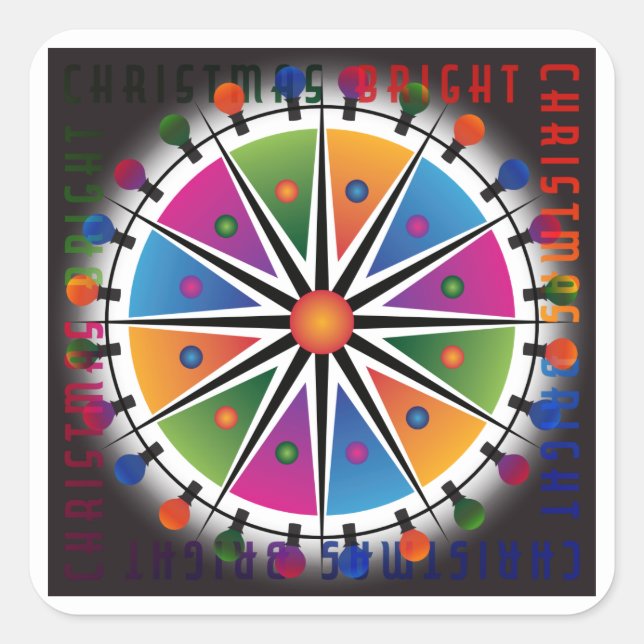 Adesivo Quadrado Vinhetas de Natal Brilhantes (Frente)