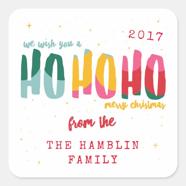 Adesivo Quadrado Vinhetas de Natal Brilhantes (Frente)