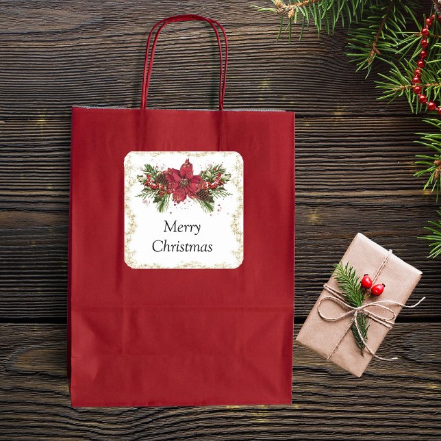 Adesivo Quadrado Vinhetas de Natal cintilantes (Criador carregado)