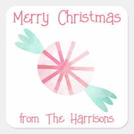 Adesivo Quadrado Vinhetas de Natal com hortelã-pimenta