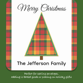 Adesivo Quadrado Vinhetas de Natal de Árvore xadrez