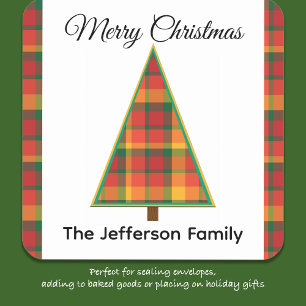 Adesivo Quadrado Vinhetas de Natal de Árvore xadrez