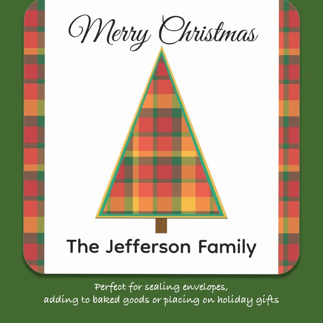 Adesivo Quadrado Vinhetas de Natal de Árvore xadrez (Criador carregado)