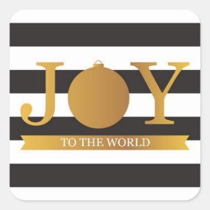 Adesivo Quadrado Vinhetas de Natal de Folha de Ouro Faux