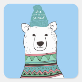 Adesivo Quadrado Vinhetas de Natal do Urso Polar