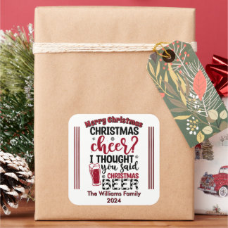 Adesivo Quadrado Vinhetas de Natal e Cerveja alegres!