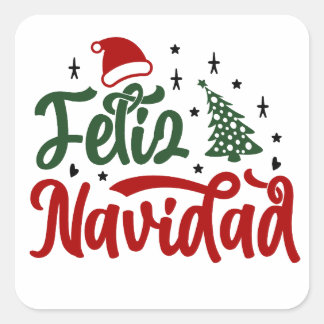Adesivo Quadrado Vinhetas de Natal (Espanhol)