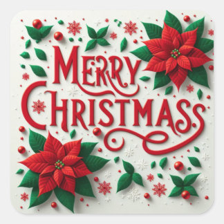 Adesivo Quadrado Vinhetas de Natal Feliz