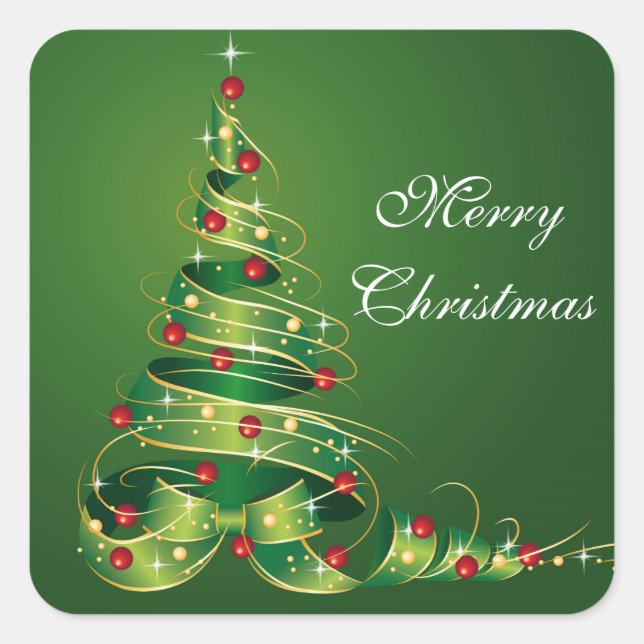 Adesivo Quadrado Vinhetas de Natal Feliz (Frente)