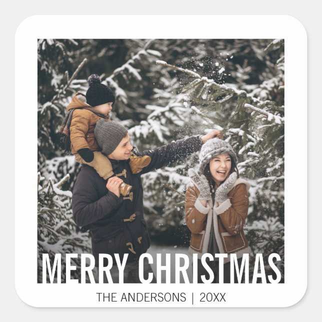 Adesivo Quadrado Vinhetas de Natal Moderno e Negrito (Frente)