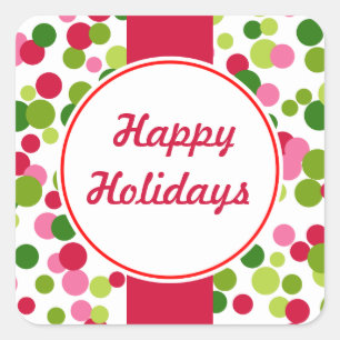 Adesivo Quadrado Vinhetas de Natal Retro Brilhantes