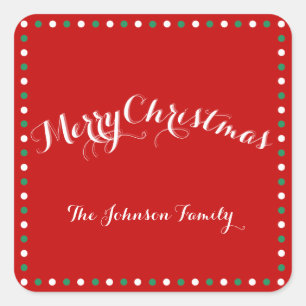 Adesivo Quadrado Vinhetas De Natal Vermelhas, Brancas E Verdes Quad