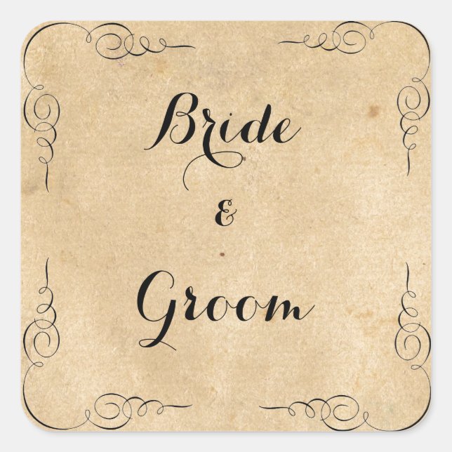 Adesivo Quadrado Vinhetas de Papel Marrom Grunge (Frente)