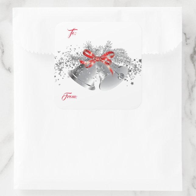 Adesivo Quadrado Vinhetas de prata de Natal (Bolsa)