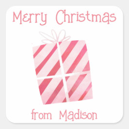 Adesivo Quadrado Vinhetas de presentes de Natal com aquarelas